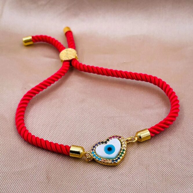 Evil Eye Heart Bracelet - Red