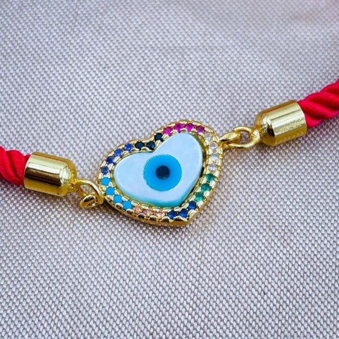 Evil Eye Heart Bracelet - Red