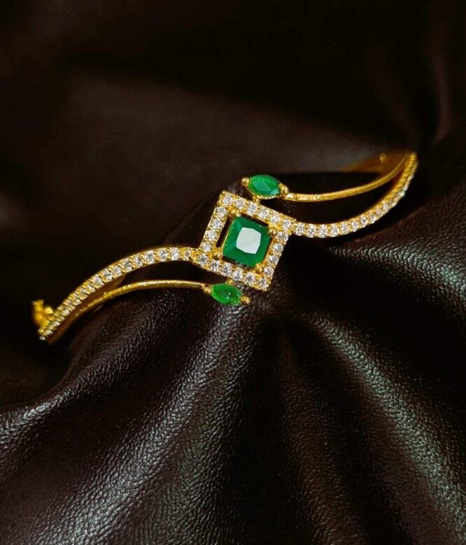 Gold Plated Emerald Cubic Zirconia Bracelet