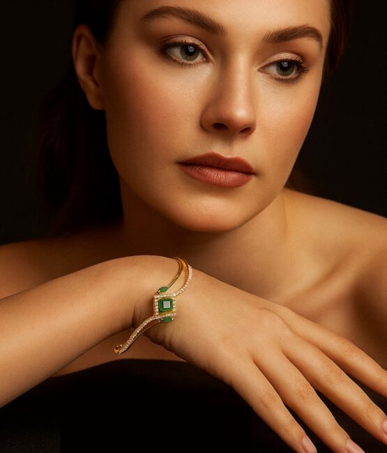 Gold Plated Emerald Cubic Zirconia Bracelet