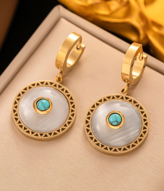 Turquoise Evil Eye Hoop Earrings