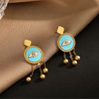 Turquoise Evil Eye Tassel Earrings