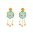 Turquoise Evil Eye Tassel Earrings