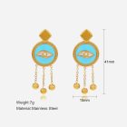 Turquoise Evil Eye Tassel Earrings