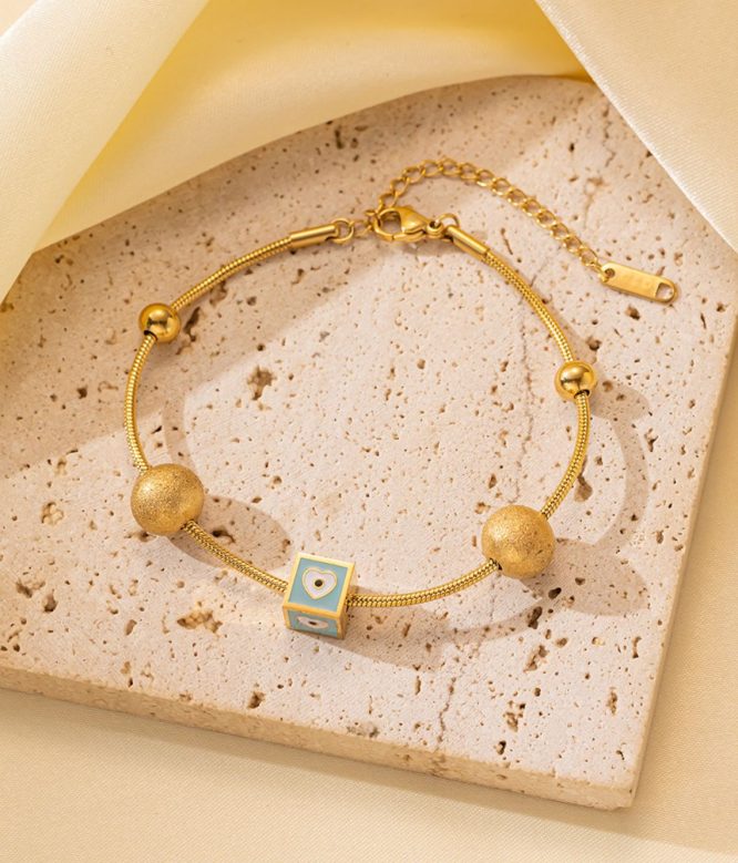 Anti tarnish evil eye bracelet