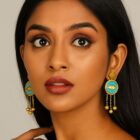 Turquoise Evil Eye Tassel Earrings