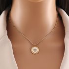 Pearly Emerald Fire in Moonlight's Embrace: Earrings & Pendant Jewelry Set
