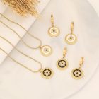 Pearly Emerald Fire in Moonlight's Embrace: Earrings & Pendant Jewelry Set