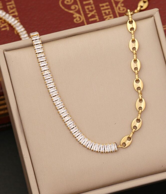 stainless steel cubic zirconia necklace