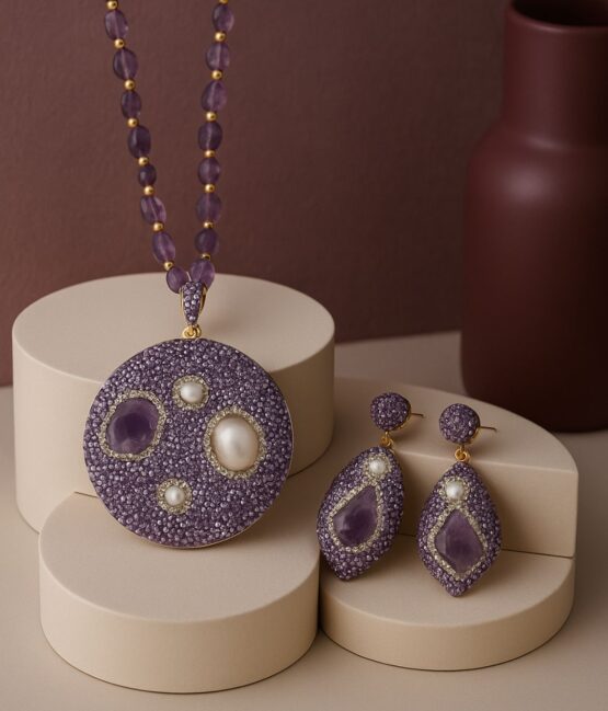 Royal Bloom Amethyst Necklace Set