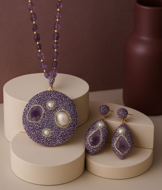 Royal Bloom Amethyst Necklace Set