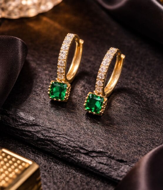 Royal Emerald Huggie Earrings