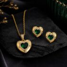 Heart of Emerald Pendant Set