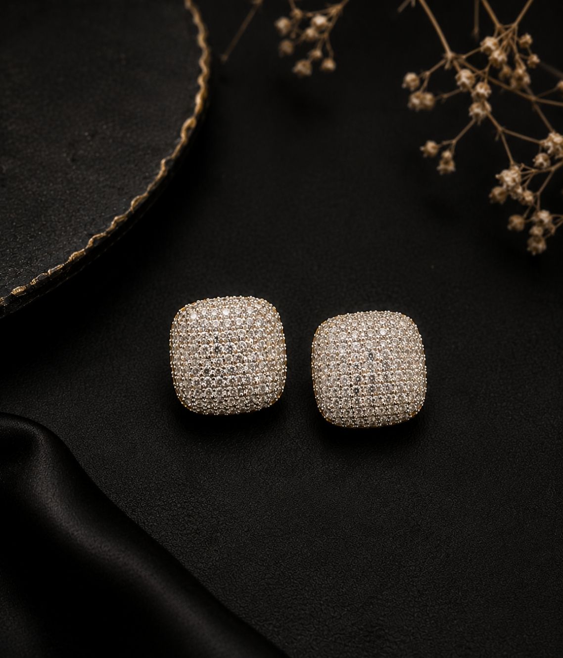 Classic Square CZ Partywear Earrings