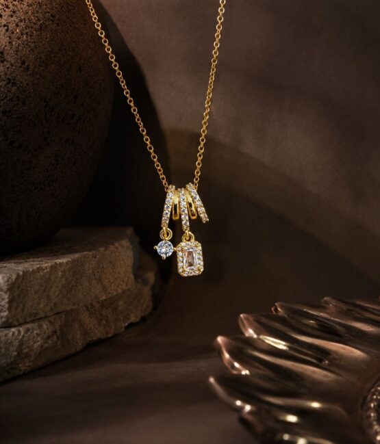 Aura Cubic Zirconia Gold-Plated Pendant Necklace for Women