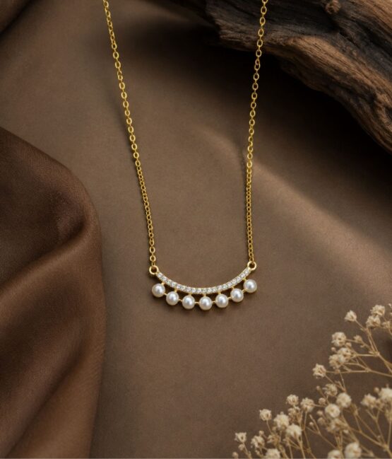 Crescent Pearl Pendant Necklace
