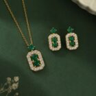 Lush Green Gold-Plated Pendant Set for Women & Girls